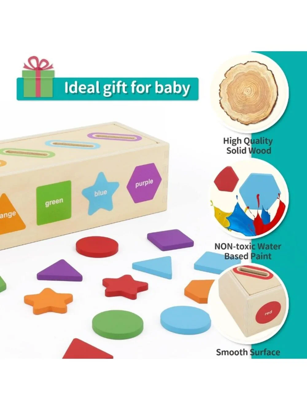 Wooden Montessori Color & Shape Sorting Toys for Toddlers 1-3 Years